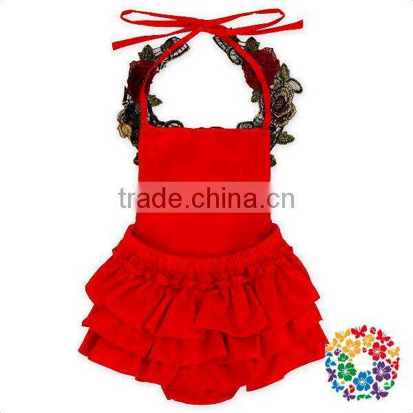 Wholesale Fashion Design Baby 3D Rose Flower Halter Bodysuit Backless Custom Made Rompers