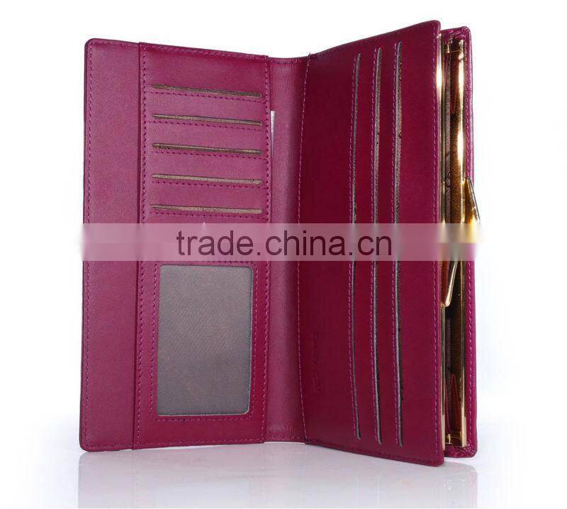 Girl genuine leather wallet zipped money pocket/bag with card slots