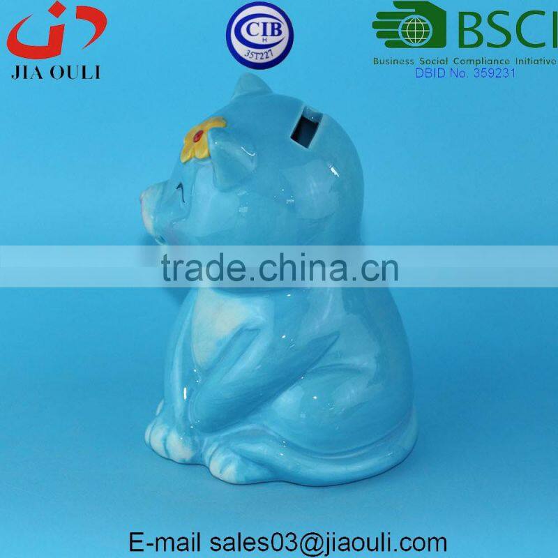 BSCI Audit Factory mini ceramic Sitting bear Coin Bank/money box