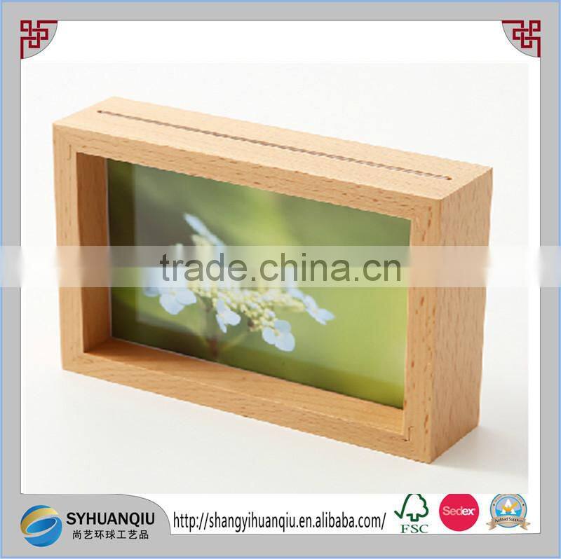 handmade oak wooden shadow picture frame with slating