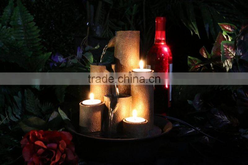 Tiered Column Tabletop Fountain with 3-Candles