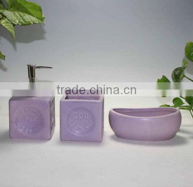 2015 new 3pcs cute ceramic bathroom accessories