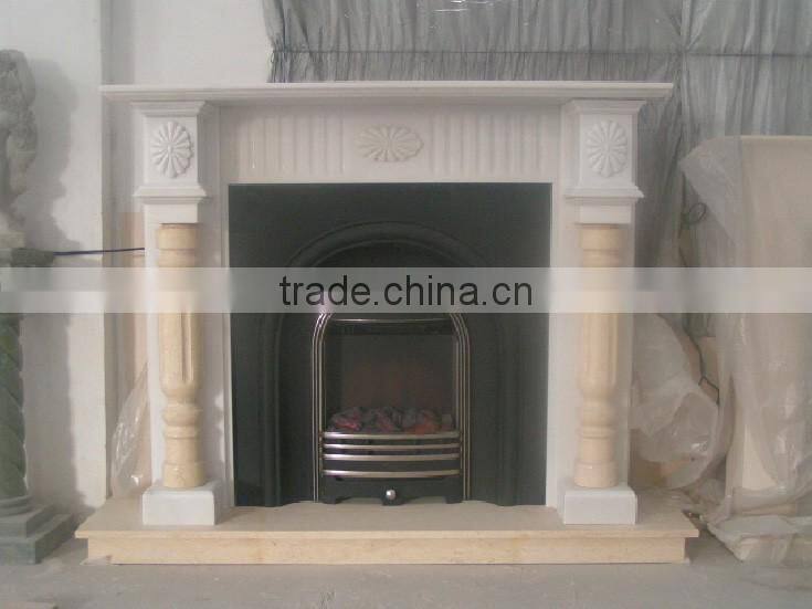 Natural white marble limestone fireplace surround FP-K038