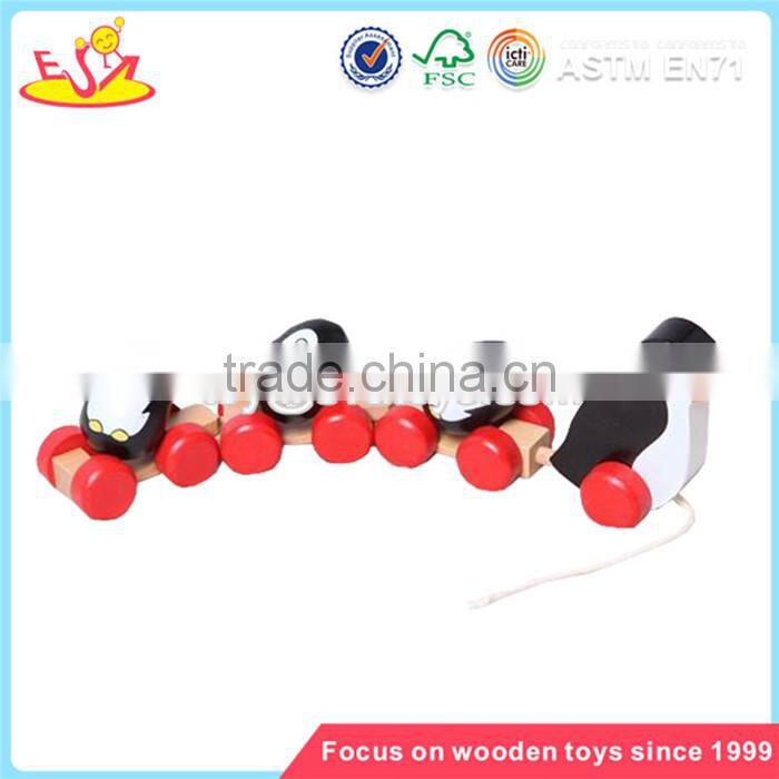 Wholesale educational wooden pull lions car toy funny baby wooden pull lions car toy W05B053