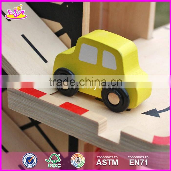 2017 new products funny parking toy boys wooden garage playset W04B051