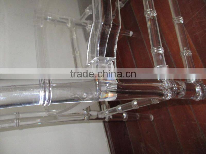 high quality clear resin wedding chairs tiffany with ivory cushions