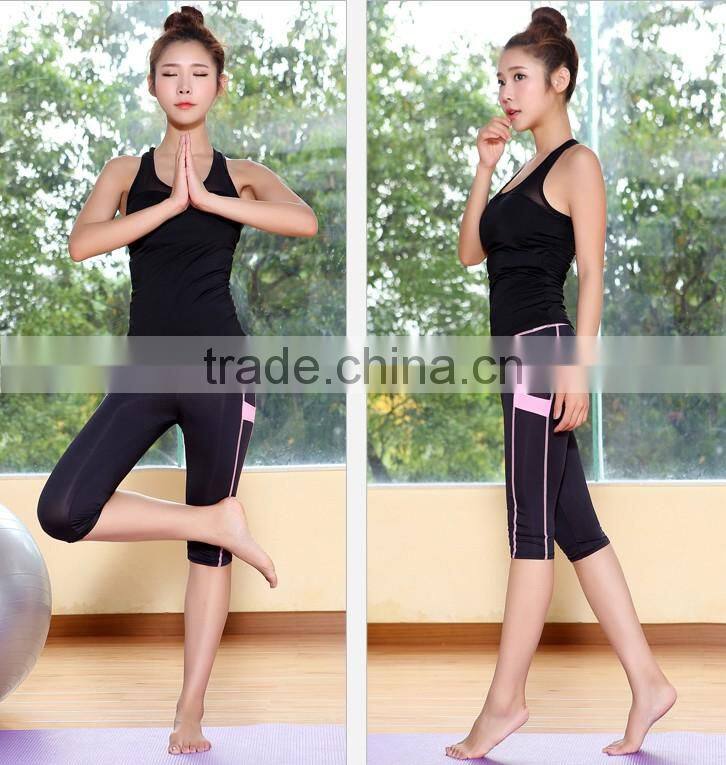 hot sell 92 nylon 8 spandex black custom print girls plain gym tank tops for yoga