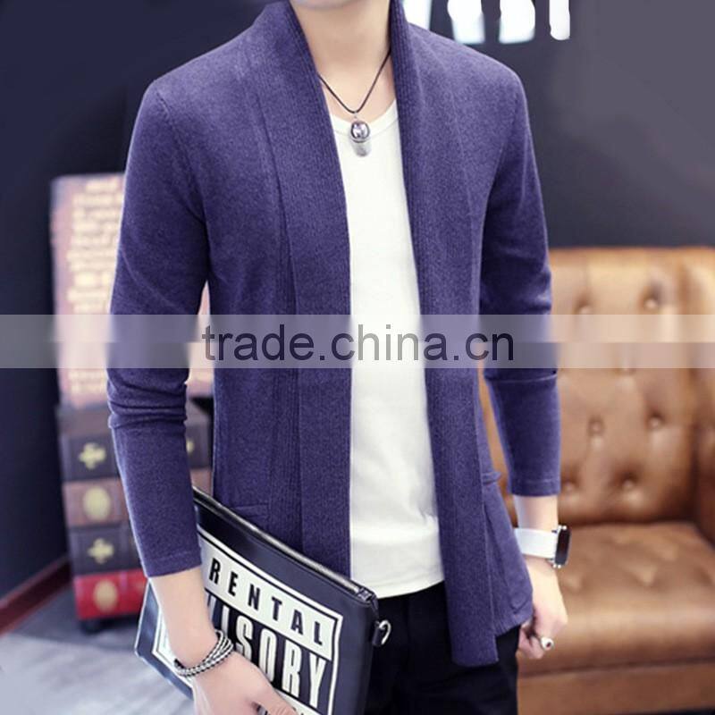 Mens V neck long sleeve cardigan 100%cotton latest designs for men knitted sweater