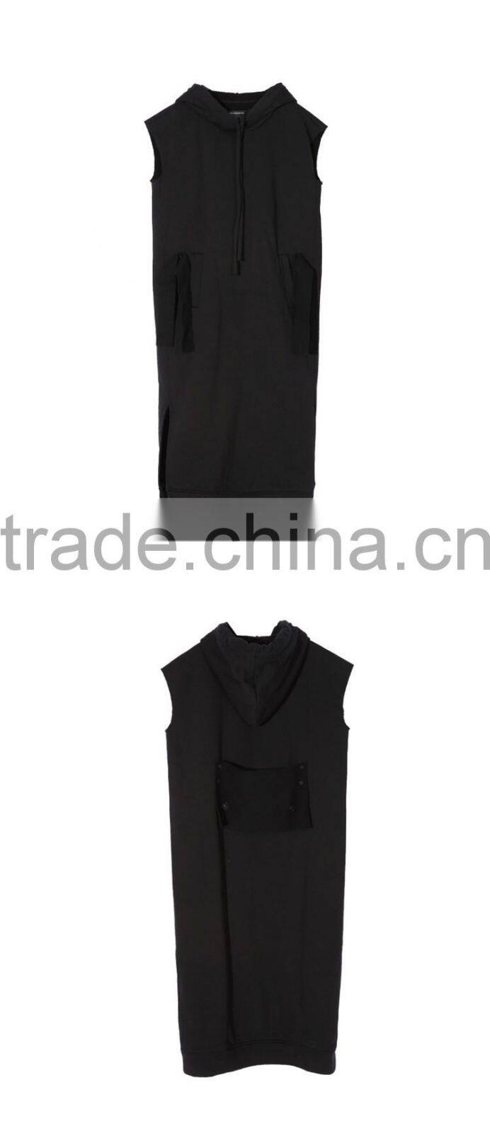 women wholesale plain black gym oversized sport windprof pull over streetwear long sleeveless hoodie dress manufacturers