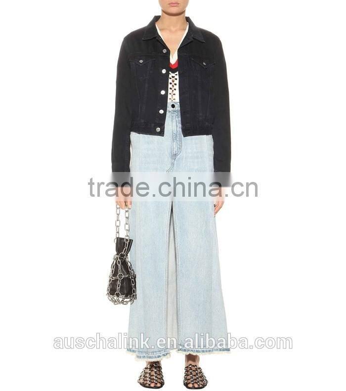 best selling autumn ladies long denim skirts pattern customized