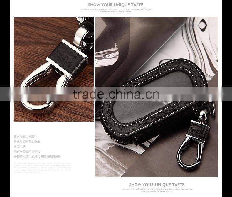 Many Color Top Grain Cowhide Genuine Leather Fashion Men Car Key Case Chains Holder
