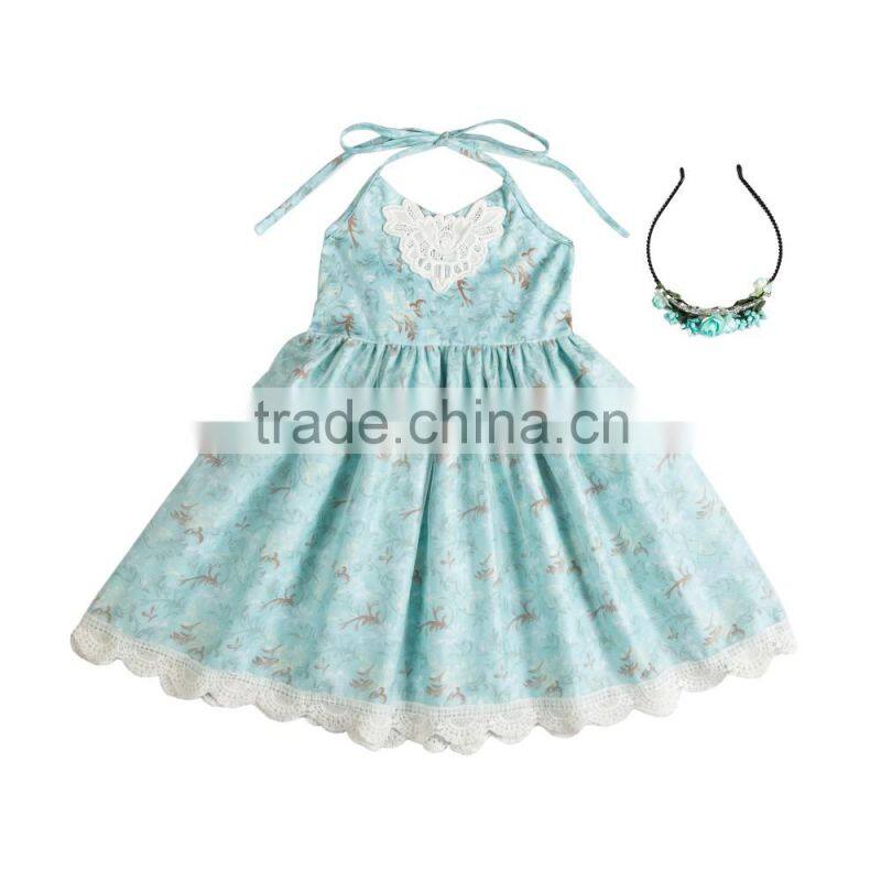 Boutique baby clothing girl spring dress girl flower dress with headband