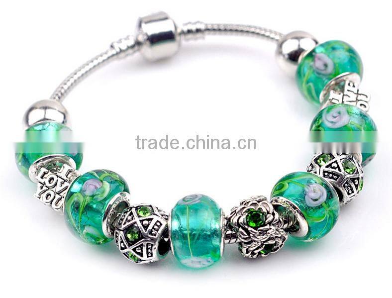 Hot sale DIY fancy chamilia charm ladies bracelet