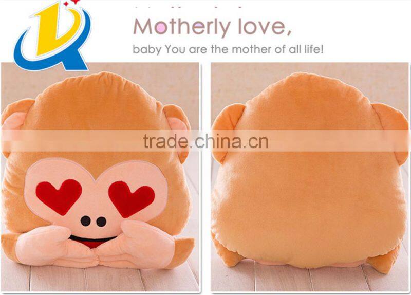 2016 Best selling high quality plush monkey emoji pillow