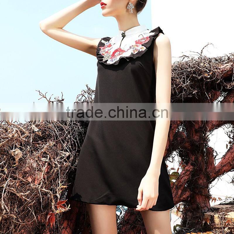 Maxnegio woman korean mini vintage embroidered dress