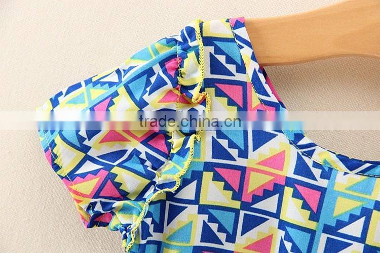 2017 Newest Style Cheap Short Sleeve Cute Blue Baby Girls Suits summer girls dress 2 piece t-shirt and pants 2-7 years old