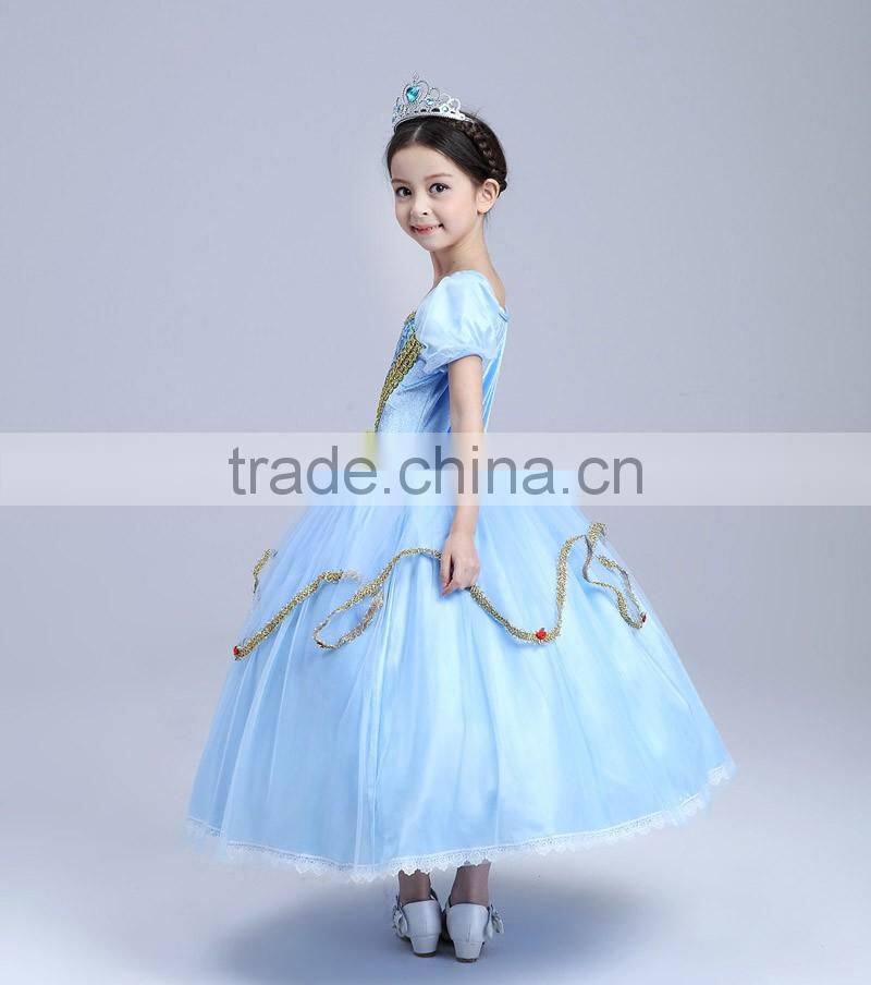 2016 wholesale princess kids flower girl dress for girl party wear western dress