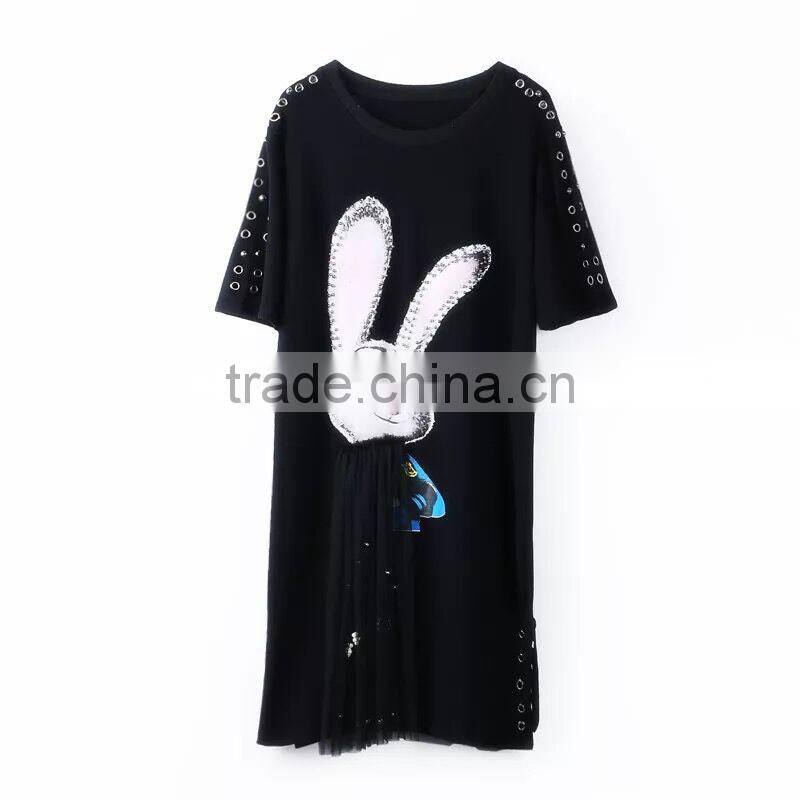 Z&M New women latest fashion dress cartoon dress Sheath dress