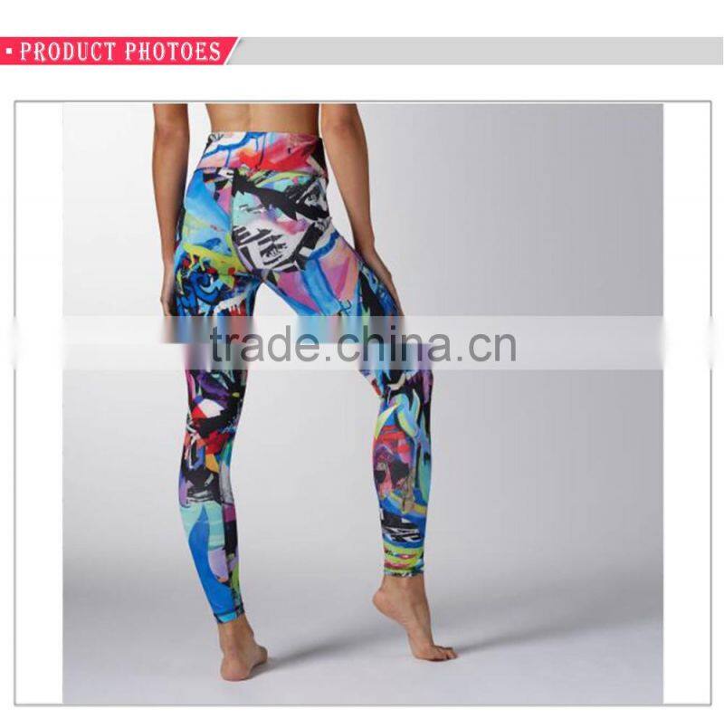 2017 New deign high waist printing yoga sexy tight legging women sport legging
