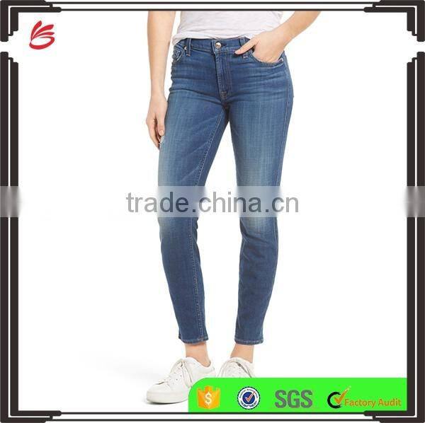 2017 Hot sale Custom distressed Ripped Skinny 100%cotton denim jeans trousers slim fit washed denim jean pants