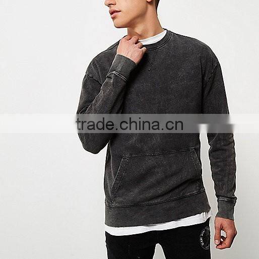 Men's Black washed pocket sweatshirt