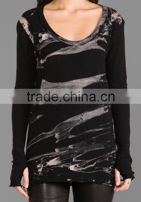 long sleeve black white striped t-shirts