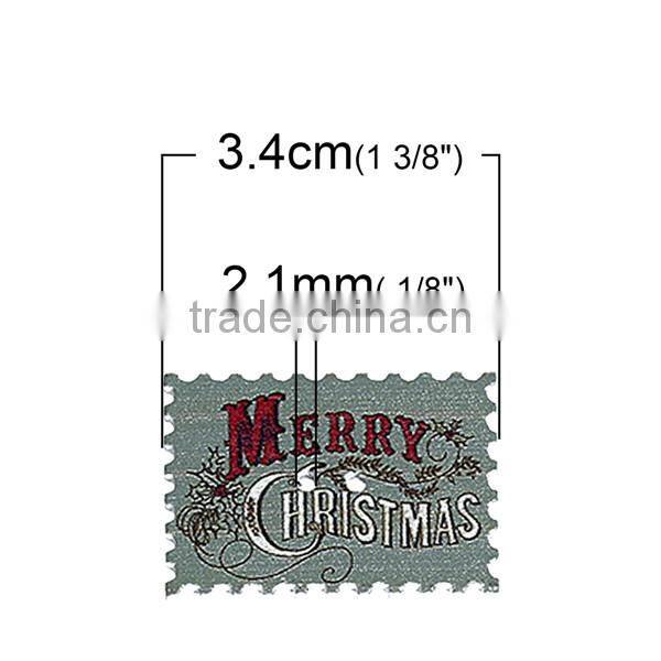 Wholesale Scrapbooking 2 Holes Postage Stamp At Random Christmas Pattern Wood Sewing Buttons