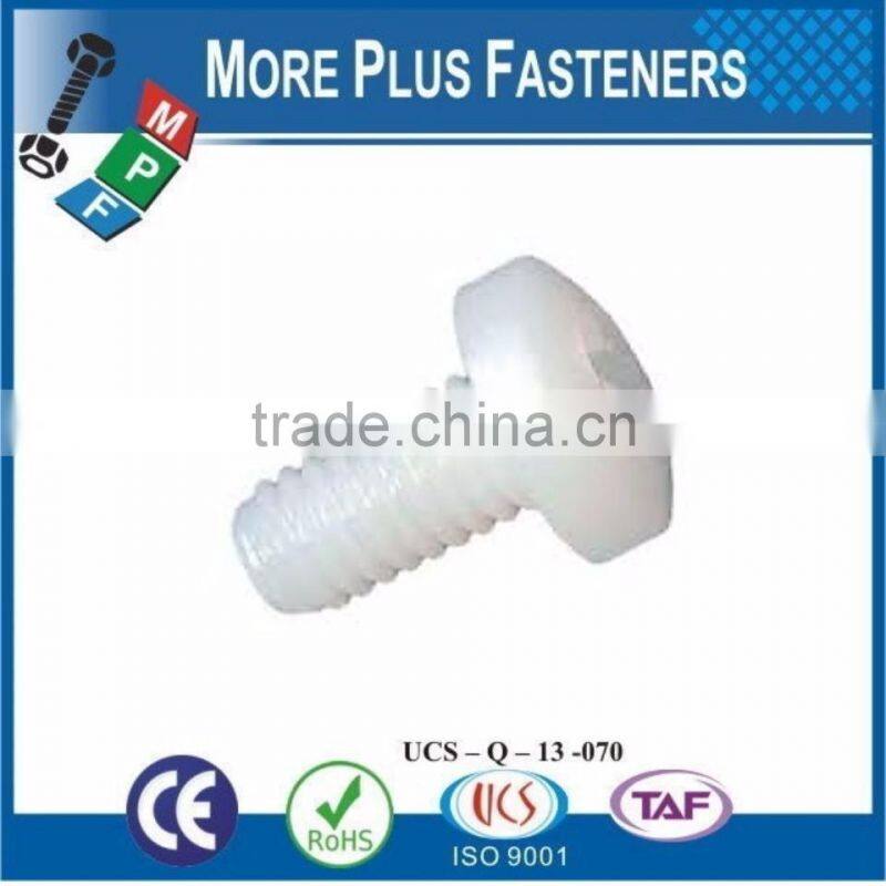 Made in Taiwan Black Nylon Pan Phil Yellow Finished Slotted White Phil Pan Head Nylon Plastic Screw