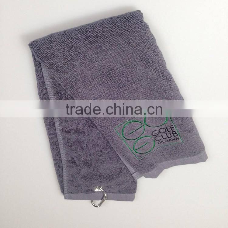trifold golf towel custom golf towel with text embroidery and clip