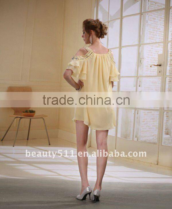 Astergarden New Design Emma Roberts Style Beaded Pink Chiffon Short Party Dress AS032-5