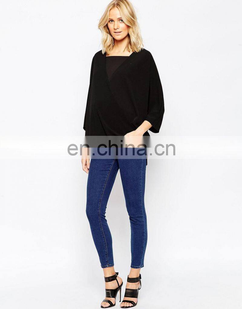 Wrap Front Woven Top Wholesale Blank Maternity T Shirts