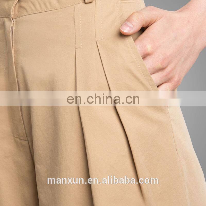 2017 OEM Srevices Girls Simple Clothing Comfort Khaki Pleated Plus Trousers Wholesale