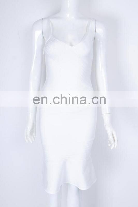 Amigo 2017 new style orange midi sexy mermaid bandage dress fish strap elegant evening dresses for women party wear