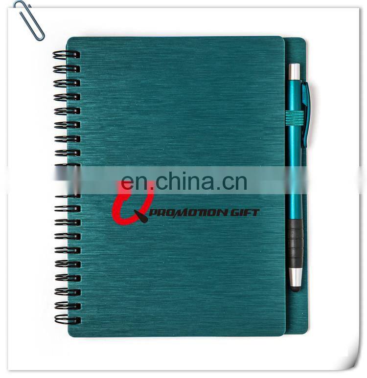 mercury spiral round 70sheets lined notebook set with stylus ball pen and solid metallic textured cover