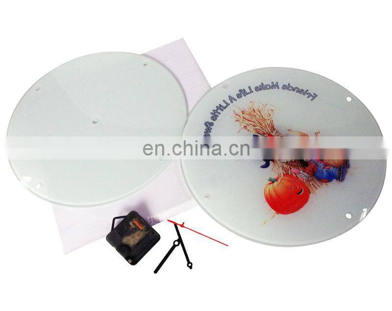 Circular Sublimation Glass Photo Frame with Clock Round photo frame wall clock