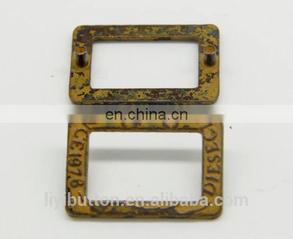 colorful custom metal label with antique painted color metal logo plate for jeans