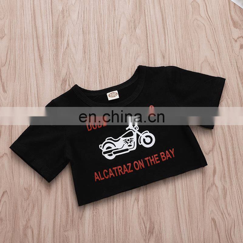 2019 summer girls black letter top tshirt & kids red skirts 2pcs set