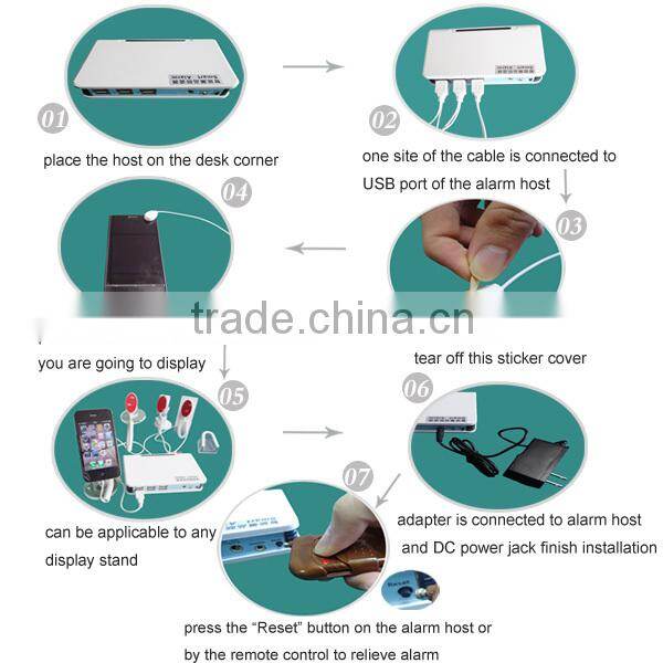 100% secure 6 USB Ports Mobile Phones Display With Disconnect Alarm