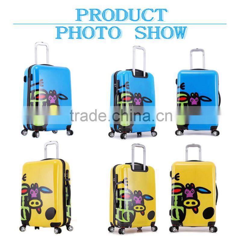 cow/ox pattern Ladies 20/24 inch polycarbonate colorful hard shell pc abs luggage