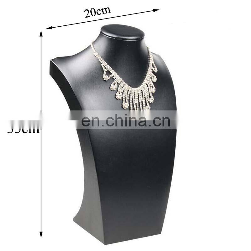Hot Sale Black Volor Mannequin Shape Pu Leather Jewelry Display Stand Showcase Necklace Pendant Bust Displays Holder For Counter