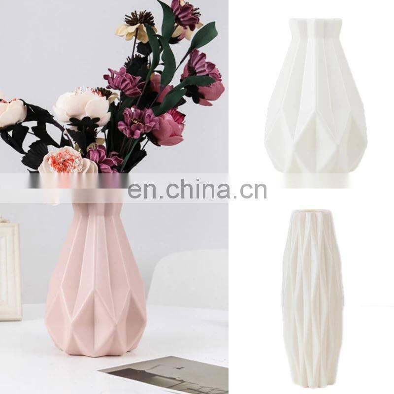 Plastic Flower Vase Decoration Home White Imitation Ceramic Flower Pot Nordic Decoration Vases for Flowers