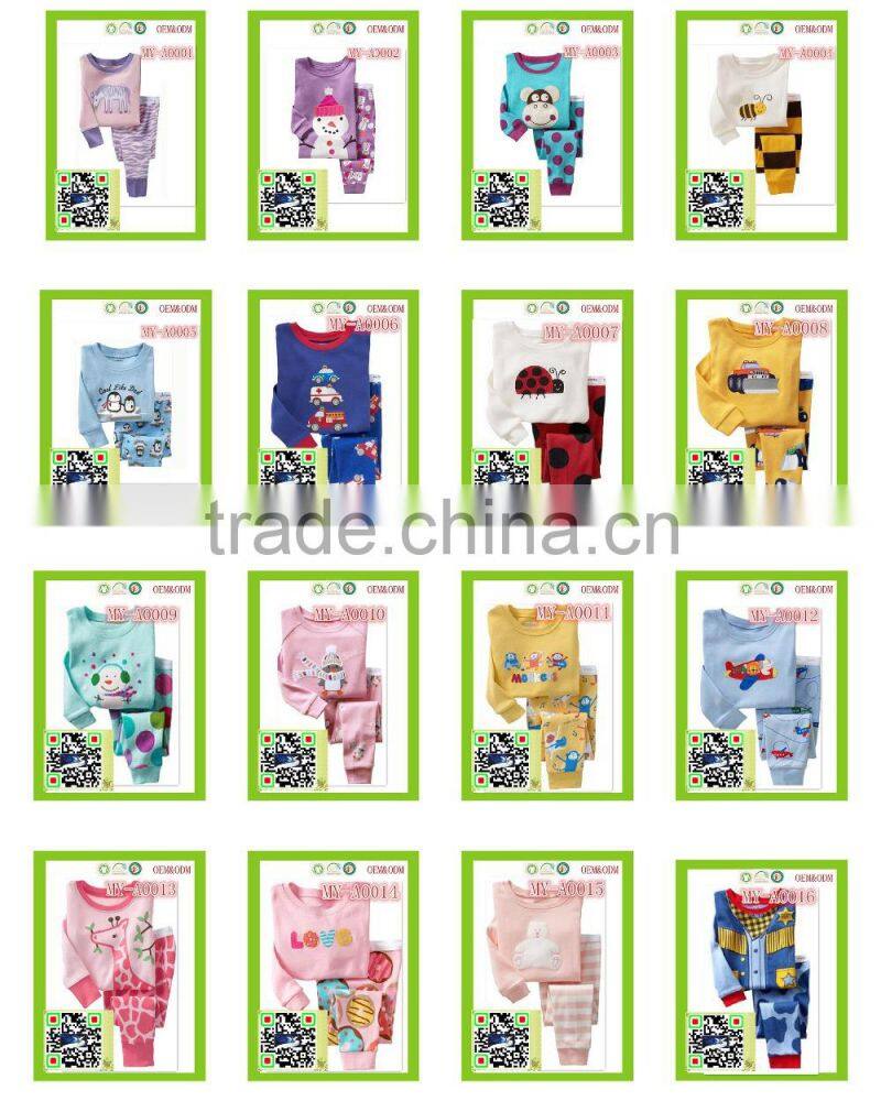 lovely cute walmart girl's cotton parallel pajamas MY-A0060