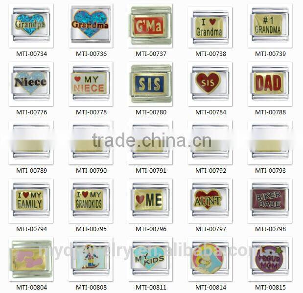 Mother's Day Mom and flower italian charms in 304 stainless steel bracelet