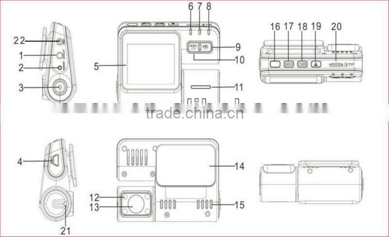 New version HD G-sensor GPS dual camera night vision 1080p hd gps car camcorder
