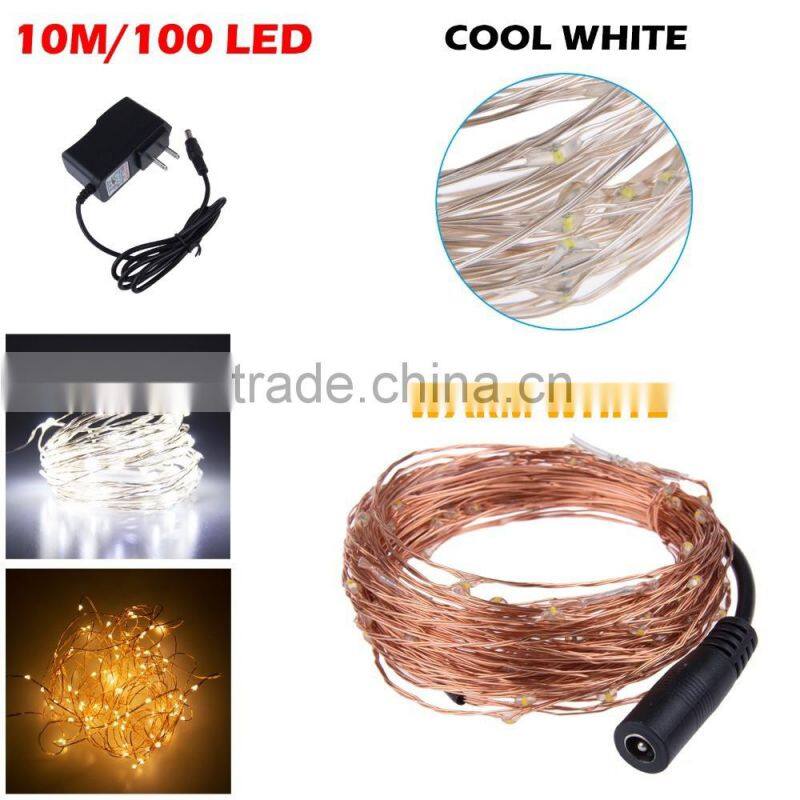 33Ft 100 LED Copper Wire string lights DC12V LED Fairy Lights for Outdoor Christmas Wedding Party Decor