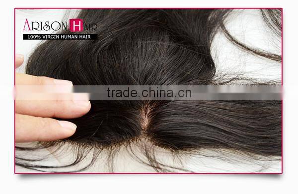 2014 Qingdao whosale factory price top quality brazilian hair 10 inch silk base closure