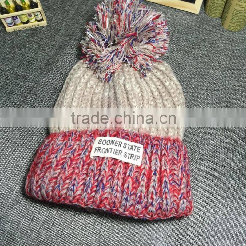 Autumn Winter Warm Keeping Colorful Knitting Pom Pom Hats and Caps Manufacturer