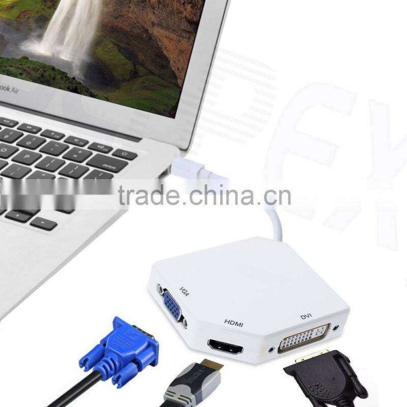 3-in-1 Mini Displayport Adapter DP to VGA DVI for MacBook