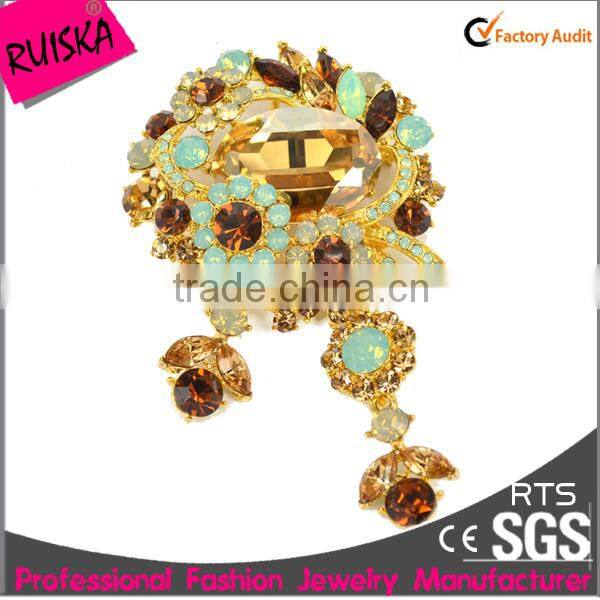 Hot Sellings High Quality Luxury Jewelry Latest Brooch Design With Opal Crystal