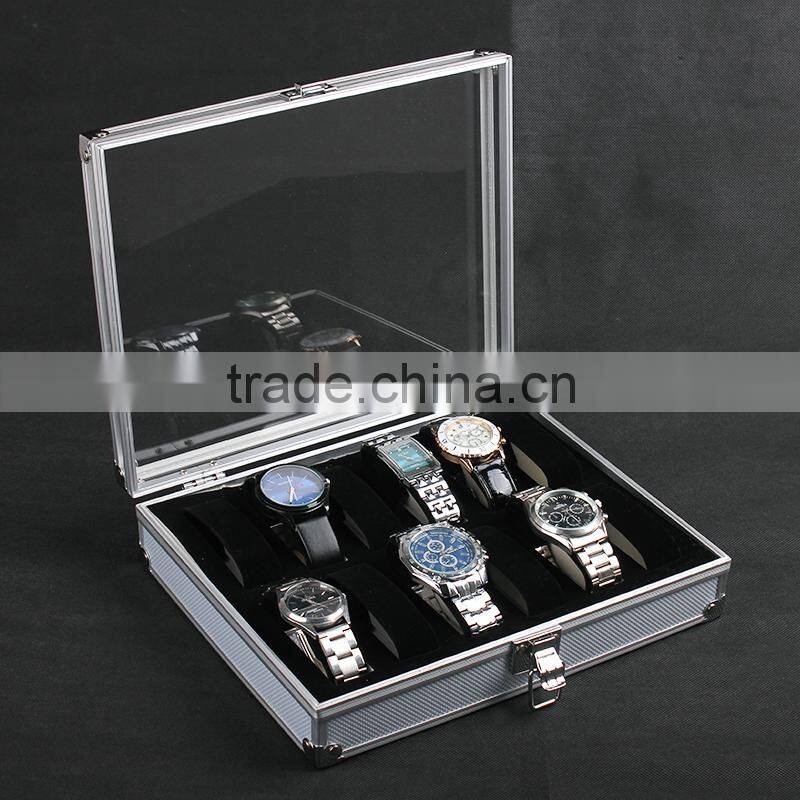 C67 ANPHY 12 unit watch display case aluminium watch box flannelette